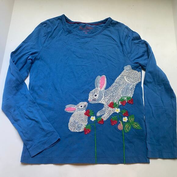 Mini Boden Other - Mini Boden Blue Bunny Rabbit Strawberry SuperStitch Long Sleeve Shirt
